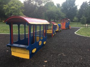 Train play structure at Alum Creek Park.