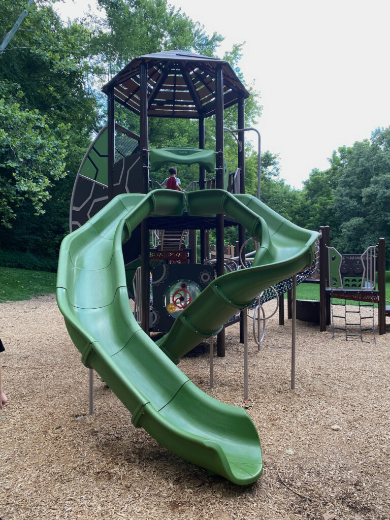 Play structure with two slides at the Indian Ridge area of Battelle Darby Creek Metro Park.