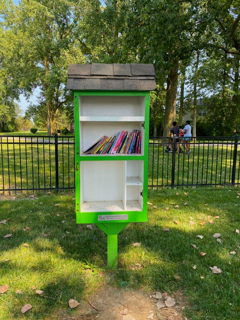 A little Free Library in Hilliard, Ohio.