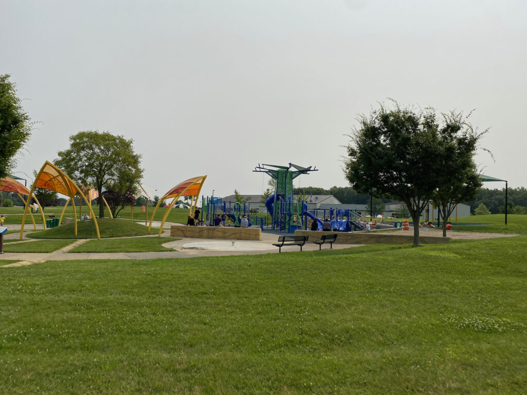 A wide-angle view of Fryer Park in Grove City, Ohio.