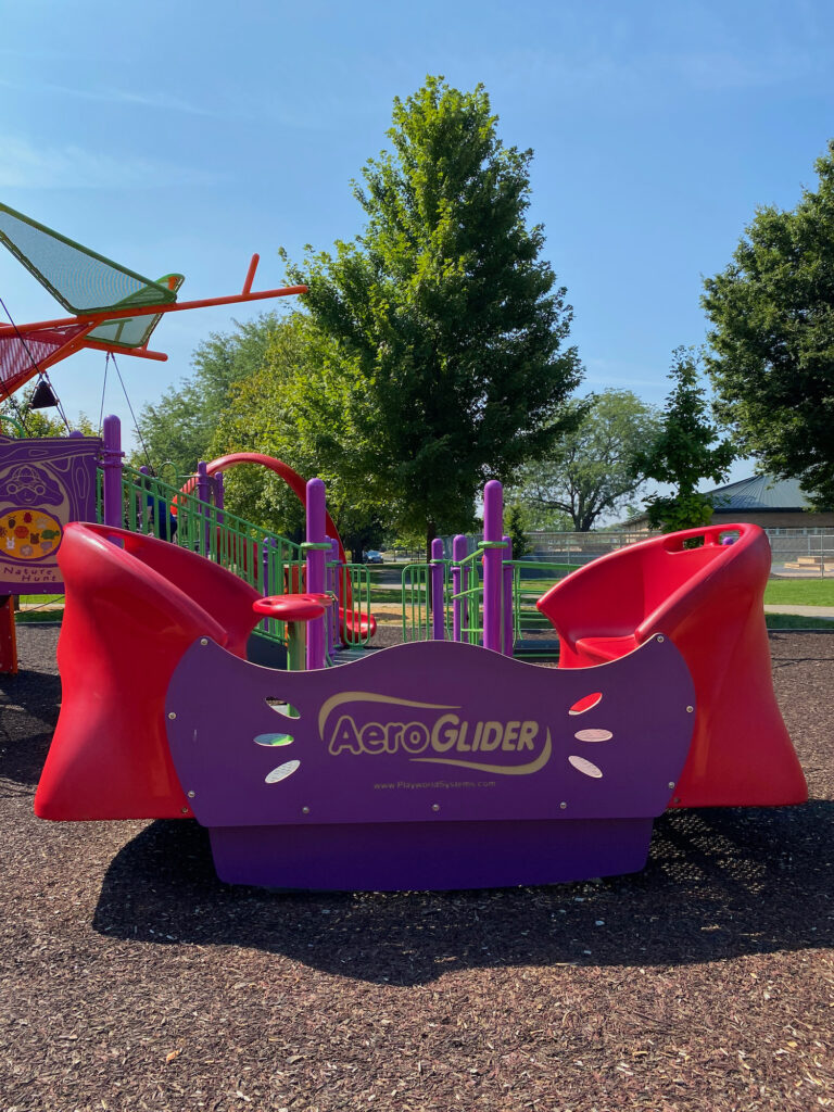 AeroGlider wheel chair accessible play equipment at JFK Park in Reynoldsburg.