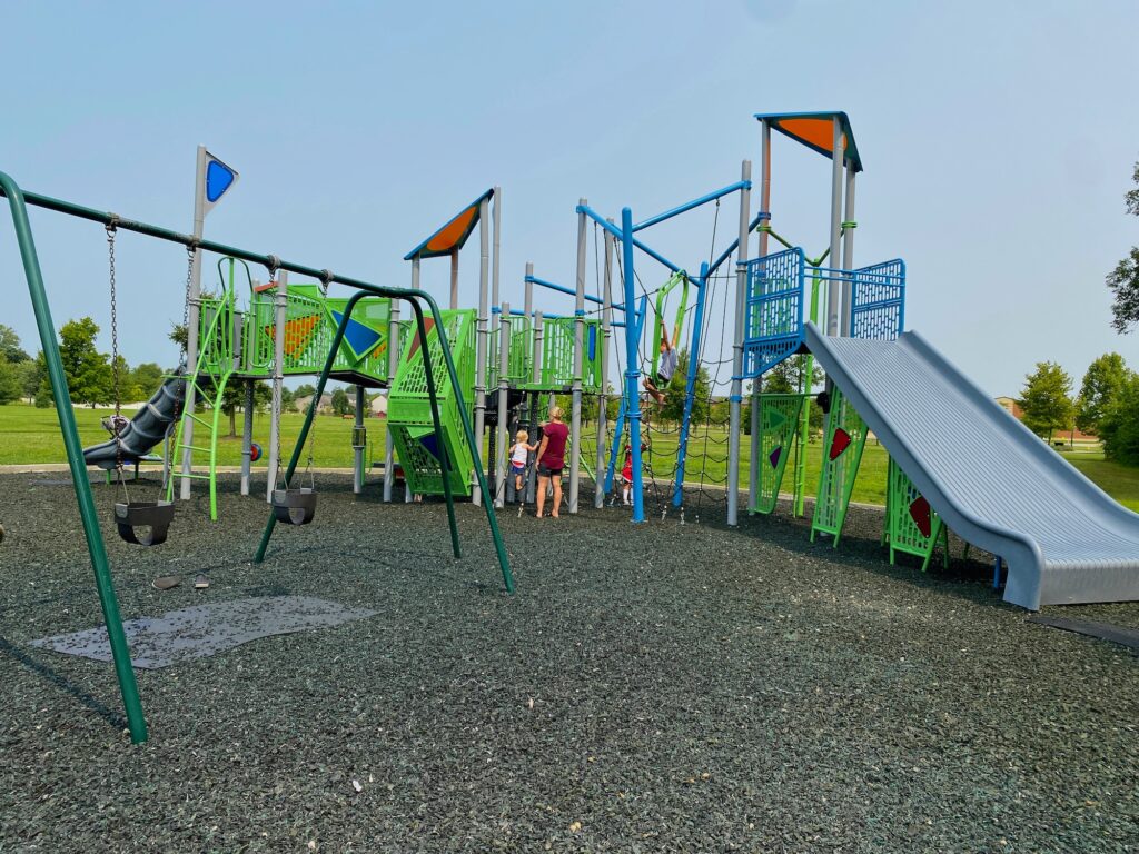 A wide view of Henceroth Park playground.