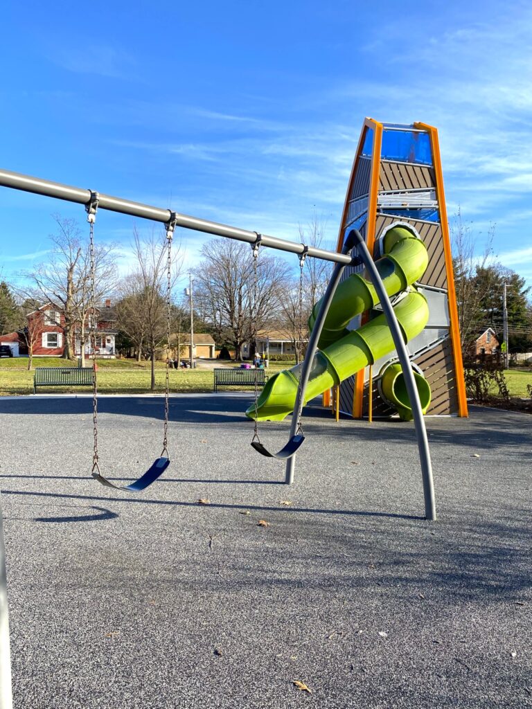 Swings and slides at Hanby Park.