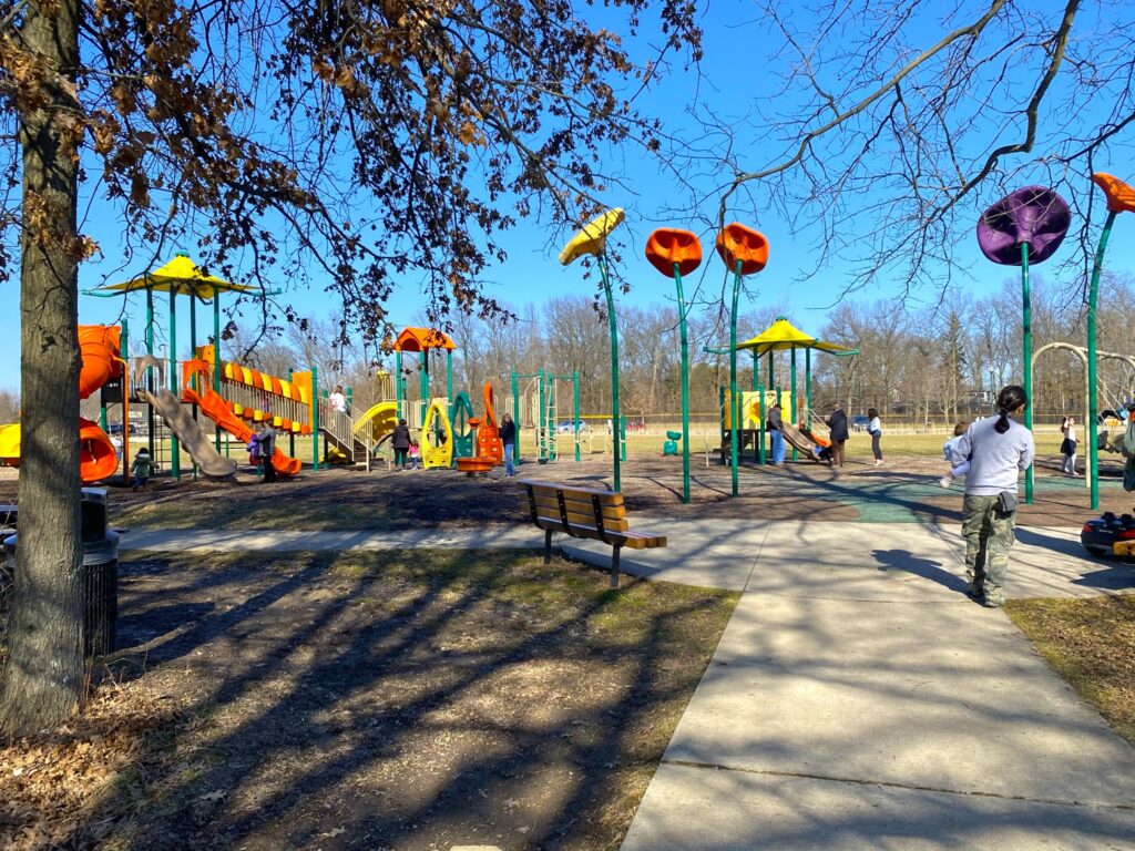 A view of all the play structures at Hannah Park in Gahanna.