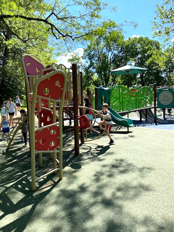 Kids climbing on the playground.