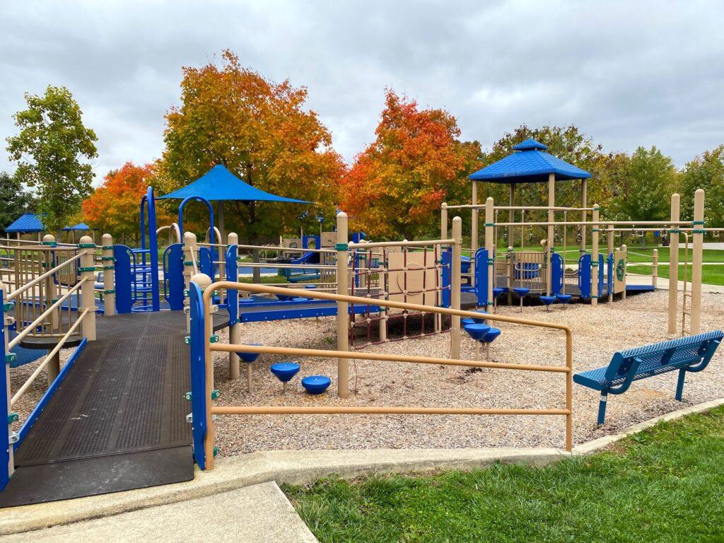 The large, accessible play structure at the playground.