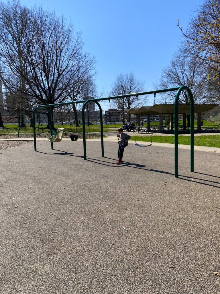 A set of swings at Goodale Park.