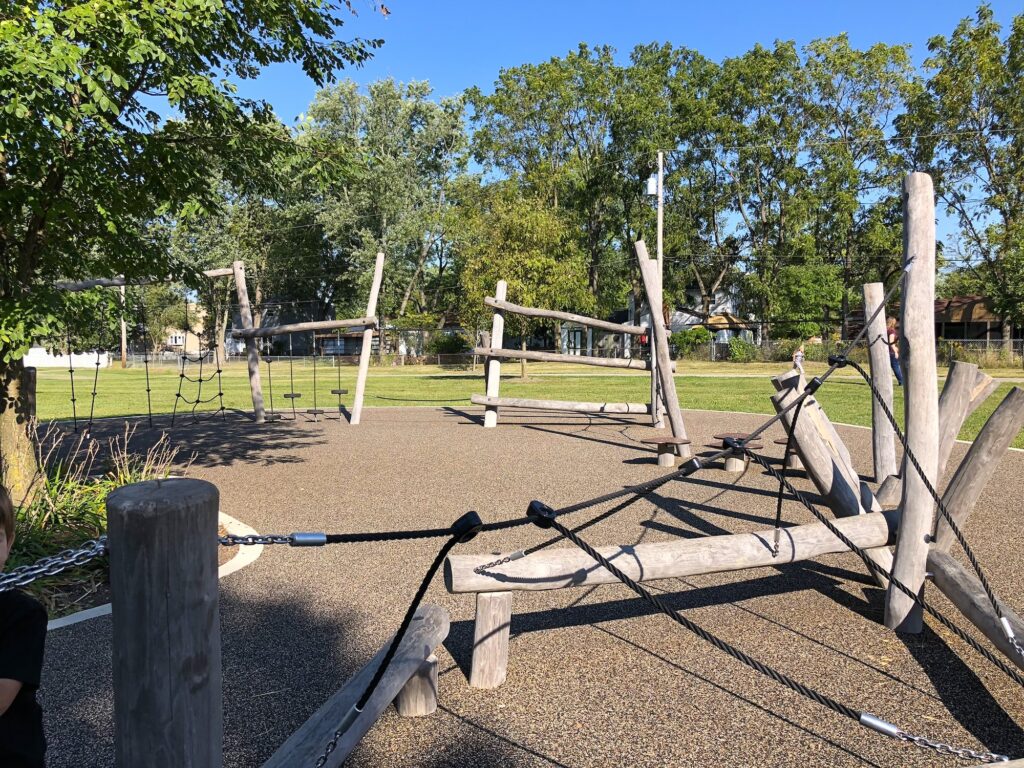 The rope and climbing course at Towers Park.