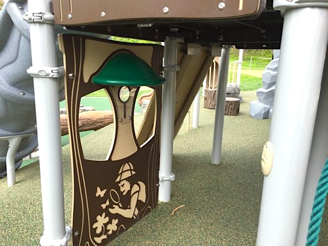 Interactive elements for toddlers at Wyman Woods.