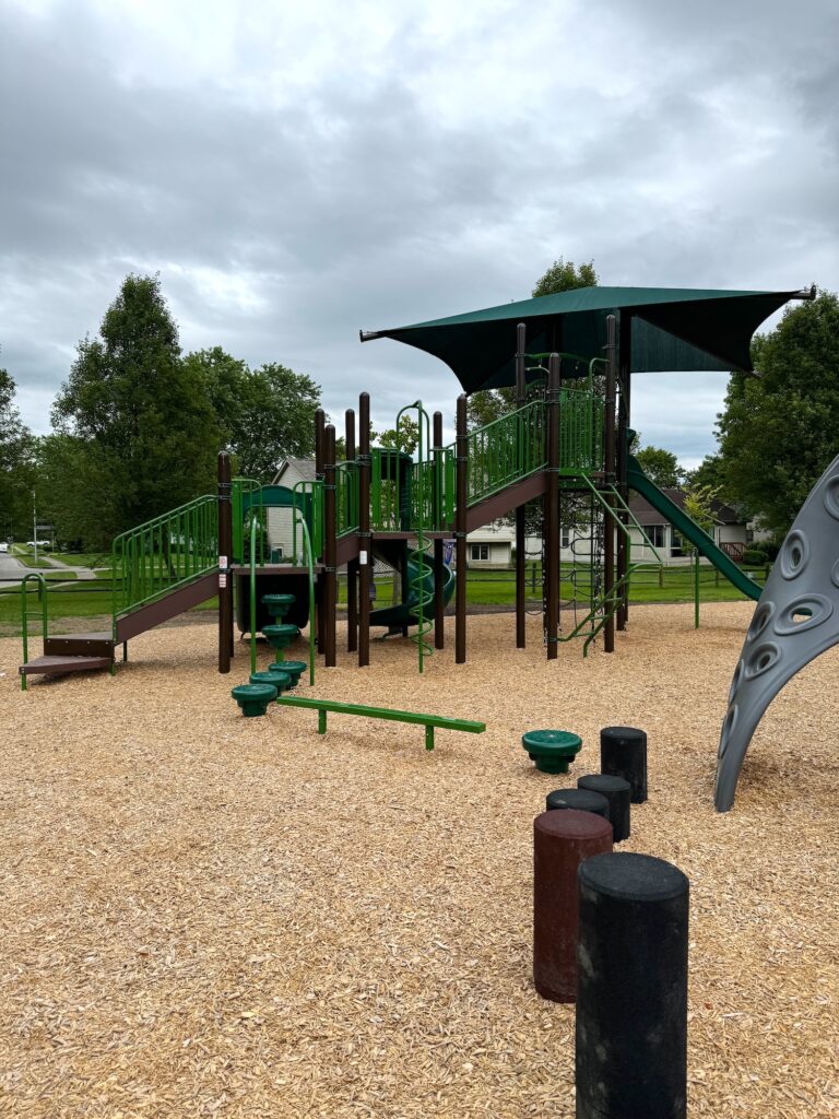A large play structure at Ambassador Commons Park.
