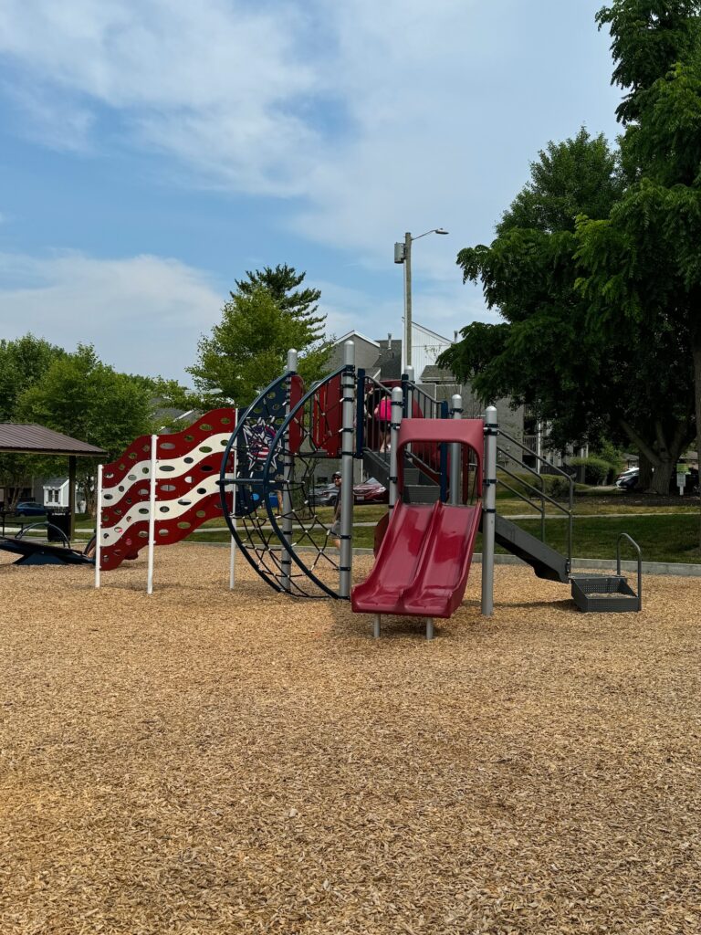 A play structure for toddlers at Schneider Park in Bexley.