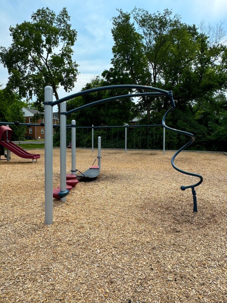 A twisty climber on the playground.