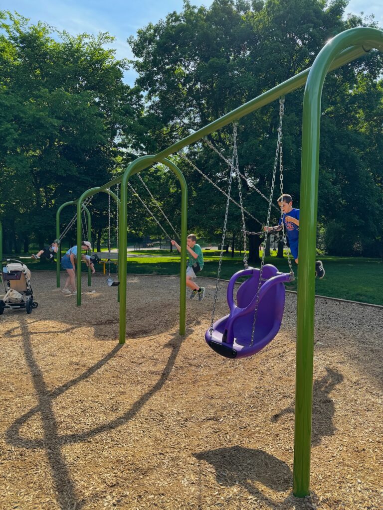 A swing set at Whetstone Park in Clintonville.