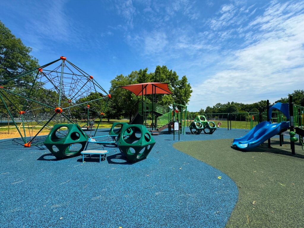 The remodeled playground at Thompson Park in Upper Arlington, Ohio.