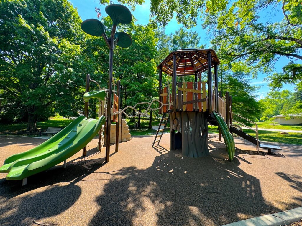 A treehouse structure at Oxford Park in Upper Arlington, Ohio.