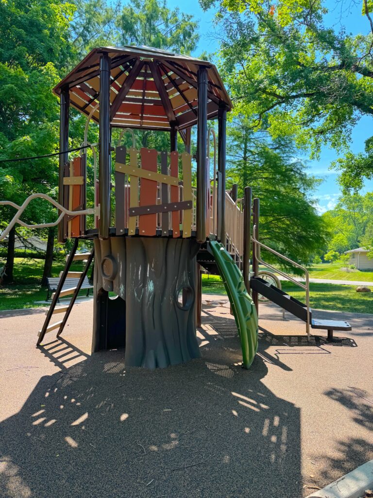 The play treehouse at the park.