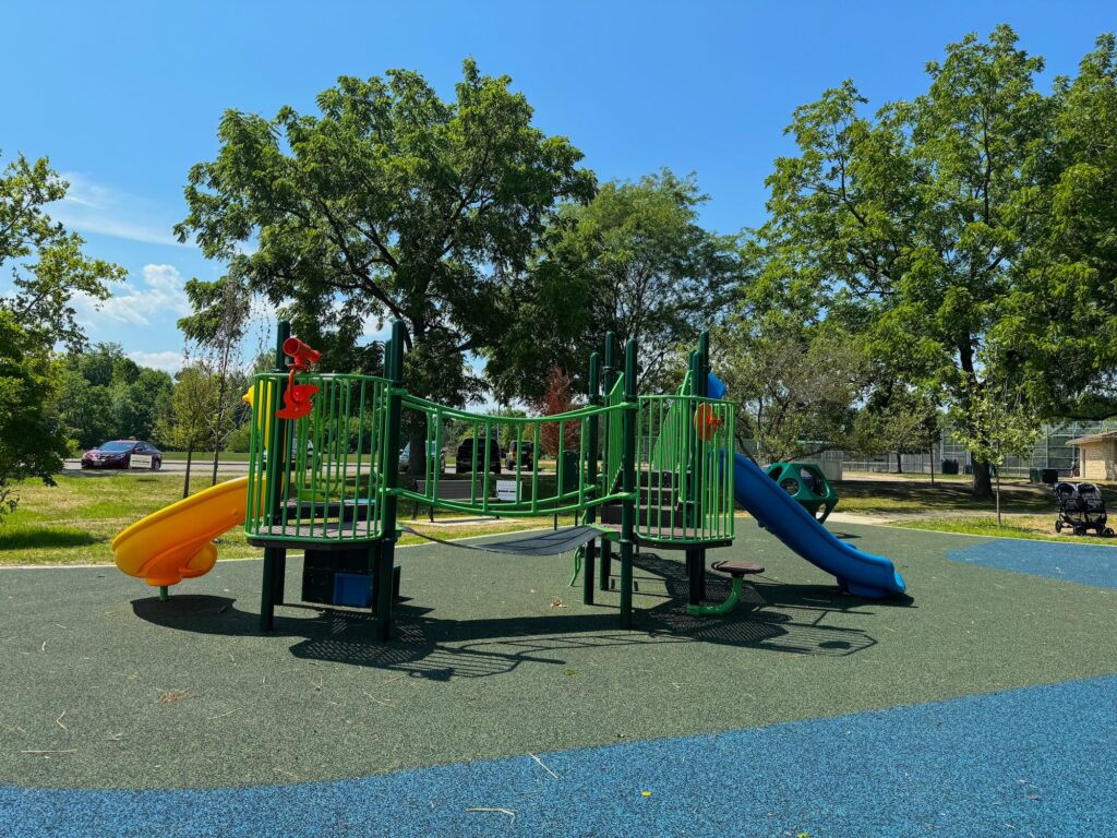 A small bridge for toddlers to cross at Thompson Park.